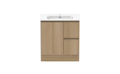 Ascot Floor Or Wall Mount Vanity 760mm 2 Draw Rh 1 Door Plantation Ash | Made From MDF In Grey By Raymor