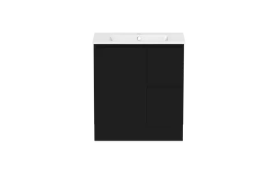Ascot Floor Or Wall Mount Vanity 750mm 2 Drawer Rh 1 Door | Made From MDF In Black By Raymor