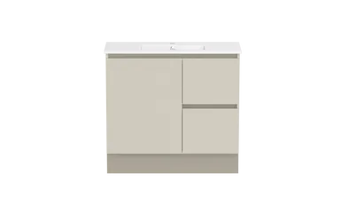 Ascot Floor Or Wall Mount Vanity 910mm 2 Draw Rh 1 Door Amaro | Made From MDF In Cream By Raymor
