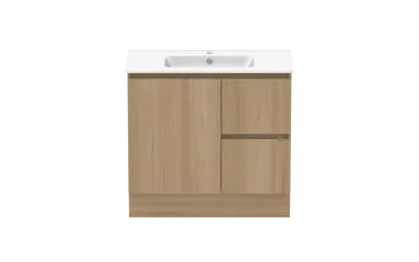 Ascot Floor Or Wall Mount Vanity 910mm 2 Draw Rh 1 Door Plantation Ash | Made From MDF In Grey By Raymor