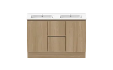 Ascot Floor Or Wall Mount Double Vanity 1210mm 2 Draw Centre 2 Door Plantation Ash | Made From MDF In Grey By Raymor