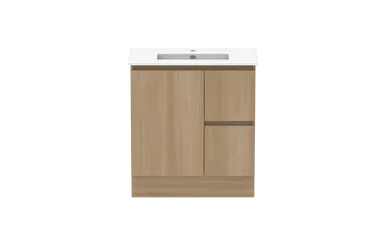 Ascot Floor Or Wall Mount Slim Vanity 750mm 2 Drawer Rh 1 Door Plantation Ash | Made From MDF In Grey By Raymor