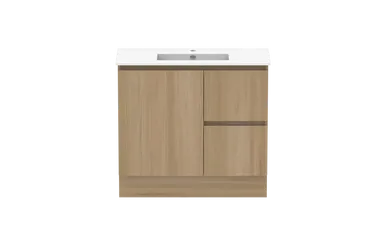 Ascot Floor Or Wall Mount Slim Vanity 915mm 2 Draw Rh 1 Door Plantation Ash | Made From MDF In Grey By Raymor
