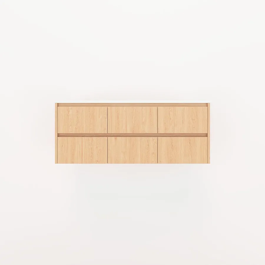 Addison 6-Drawer 1278mm - Pure Oak - 1 Cut-Out