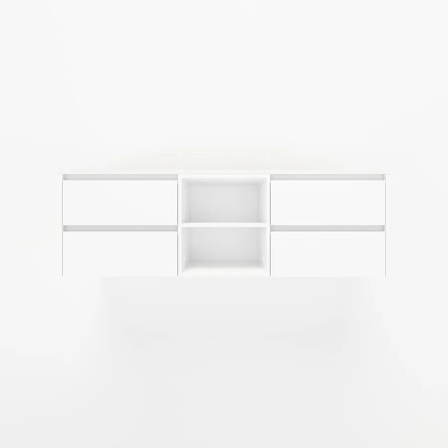 Addison 4-Drawer with Shelves 1614mm - White - 1 Cut-Out