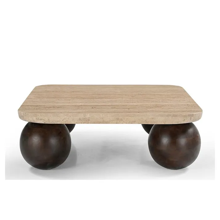 Bon Travertine & Acacia Coffee Table Brown