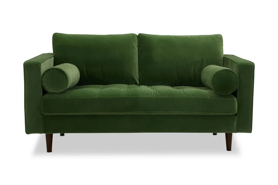 Draper Velvet 2 Seat Sofa, Green, by Lounge Lovers