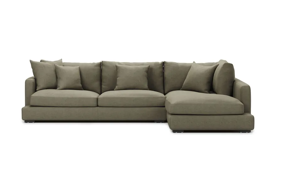 Long Beach Leather Right Corner Sofa, Texas Moss, by Lounge Lovers