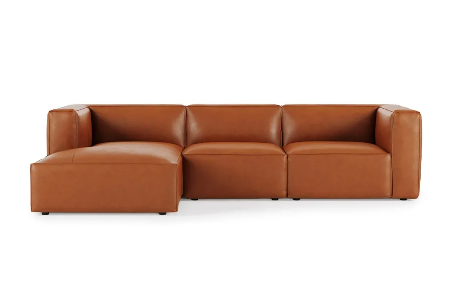 Linden Leather Left Chaise Sofa, Ranch Tan, by Lounge Lovers