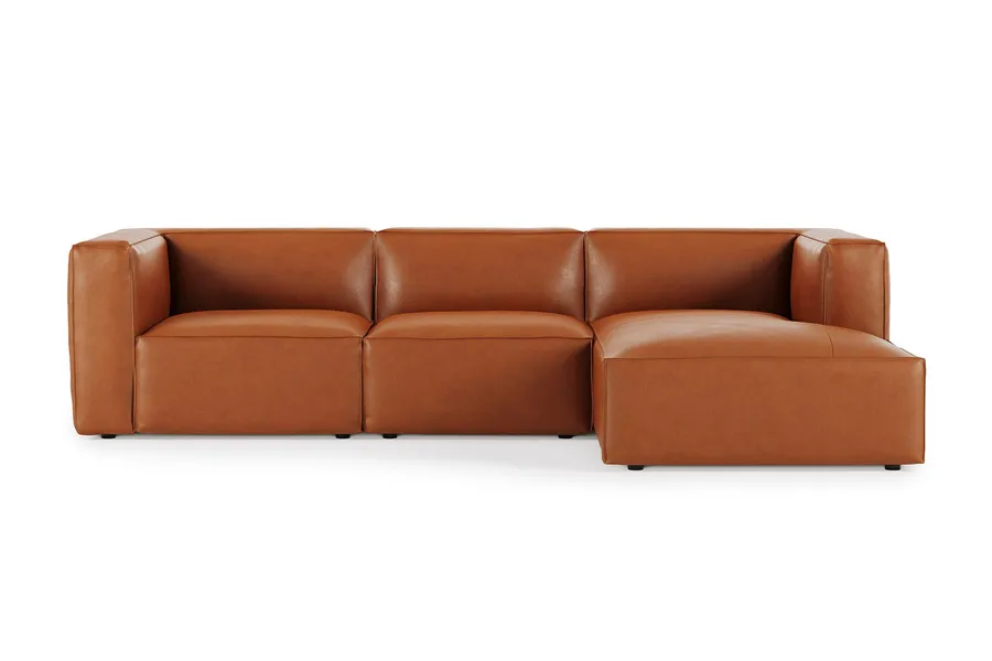 Linden Leather Right Chaise Sofa, Ranch Tan, by Lounge Lovers