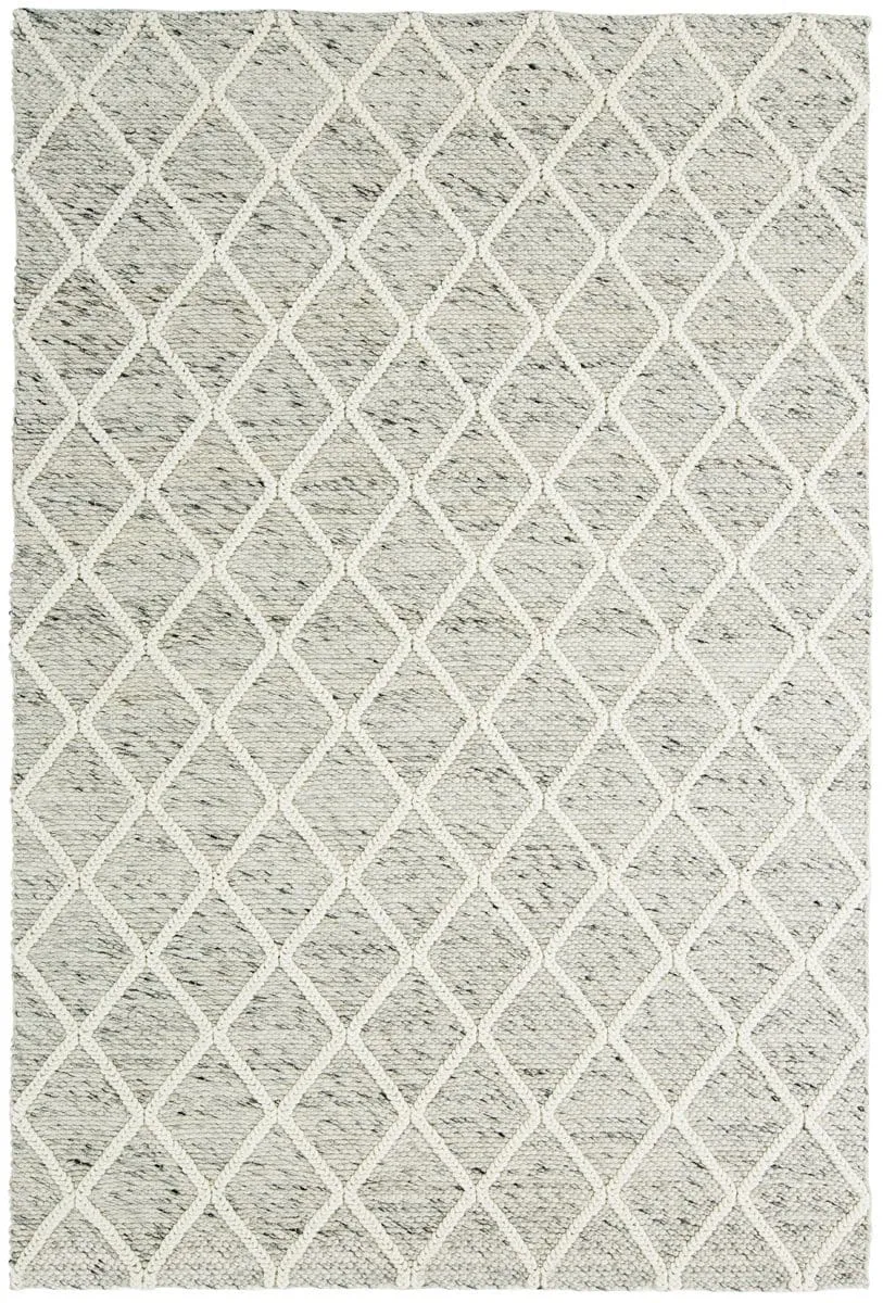 Anja Grey and Ivory Lattice Wool Rug