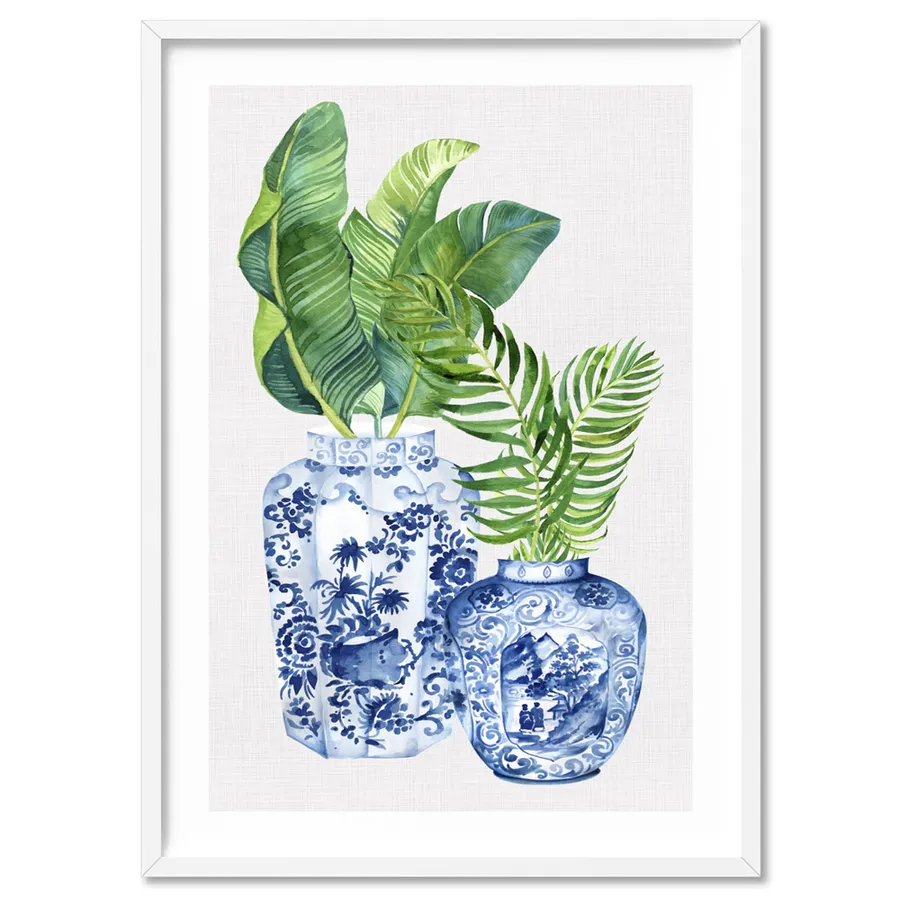 Palm Leaves Ginger Jar Duo - Art Print