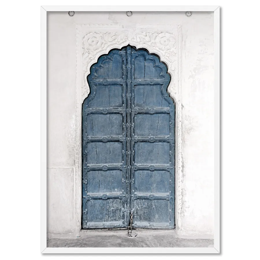 Ornate Arch Door in Blue - Art Print