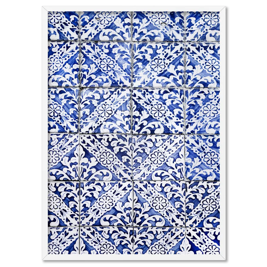 Hamptons Blue Tile Mosaic - Art Print