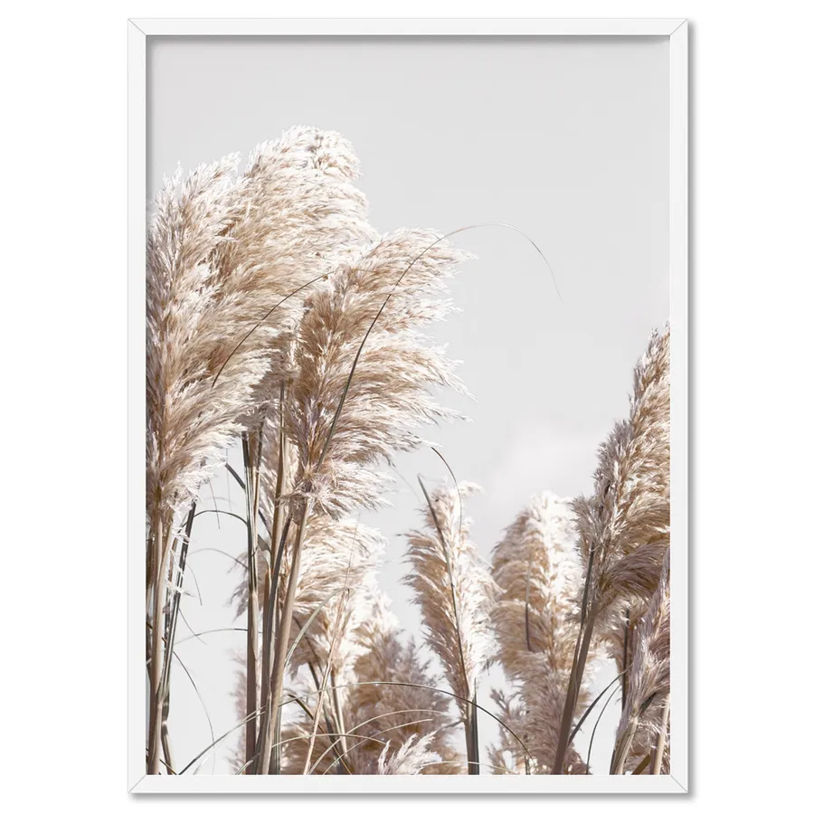 Pampas Grass Portrait in Neutral Tones - Art Print