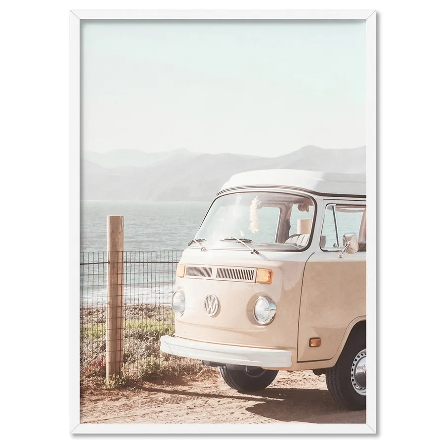 Kombi | Vintage Grainy Photo in Pastel Pink - Art Print