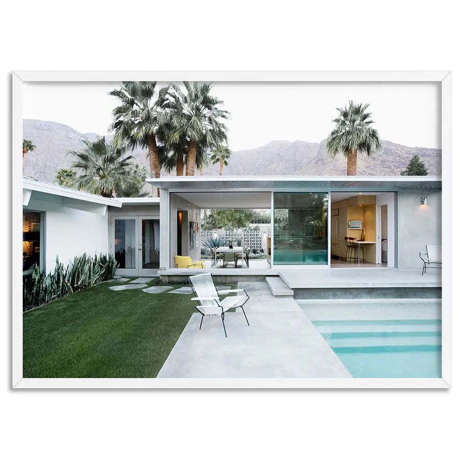 Palm Springs | Poolside Backyard View - Art Print