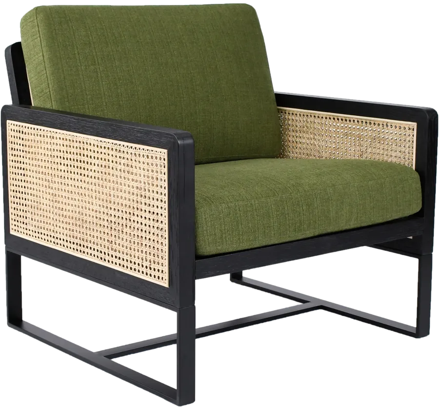 Remi Rattan Club Chair in Green