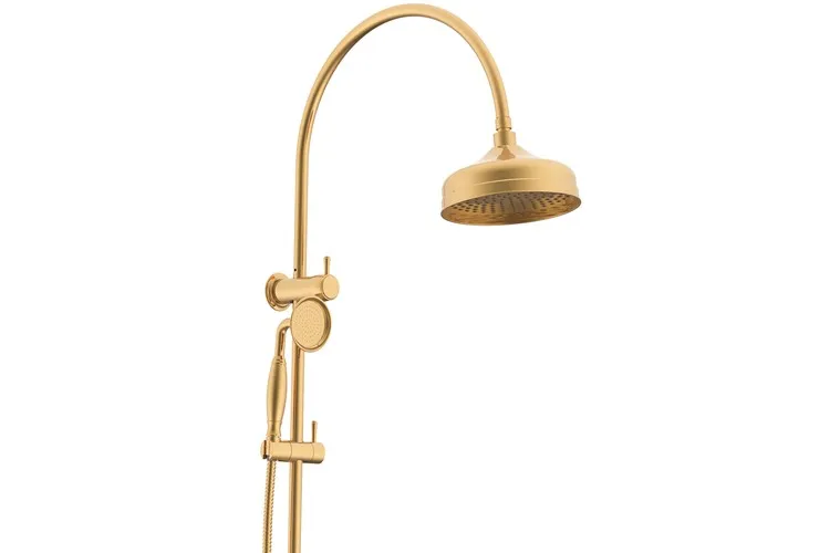 Eternal Gooseneck Twin Shower Set Brushed Brass