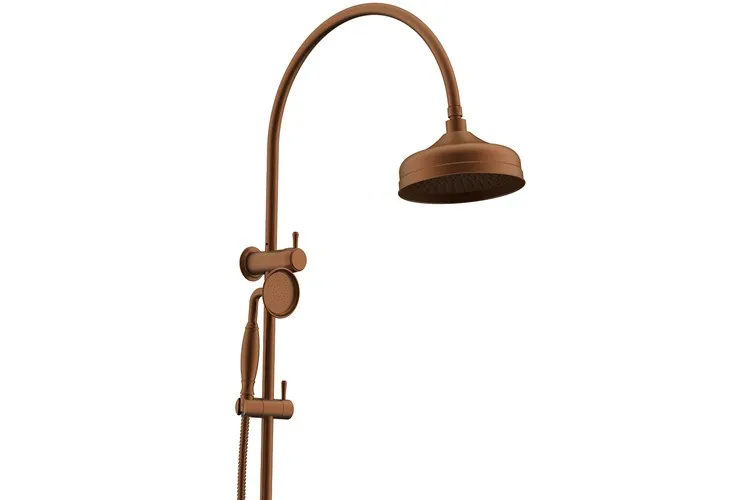 Eternal Gooseneck Twin Shower Set Brushed Copper