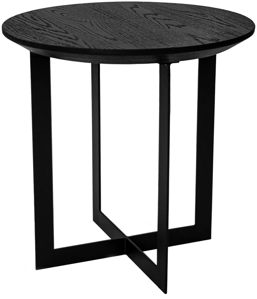 Harry Round Side Table in Black Oak