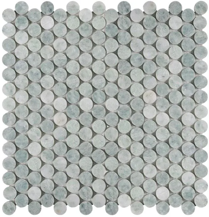 PENNY ROUND GREEN HONED MOSAIC
