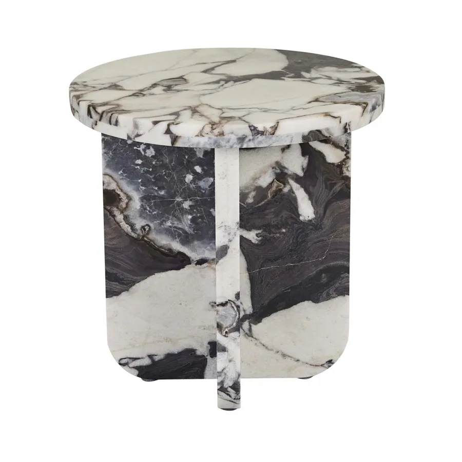 Amara Curve Side Table - Matt Ocean Marble