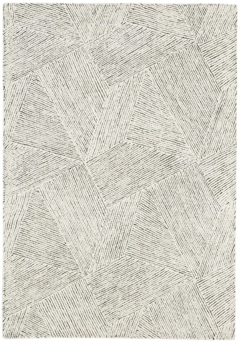 Tilde Charcoal and Ivory Striped Modern Wool Rug