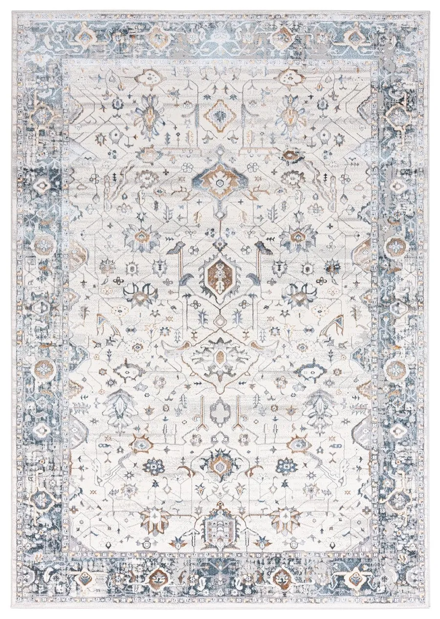Eleanor Cream Blue and Tan Lustrous Traditional Rug