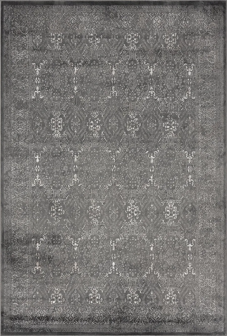 Dalma Charcoal Grey And Ivory Traditional Distressed Rug