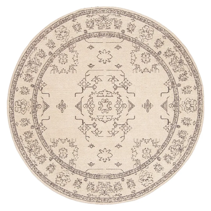 Sienna Beige and Black Scandi Pattern Round Rug