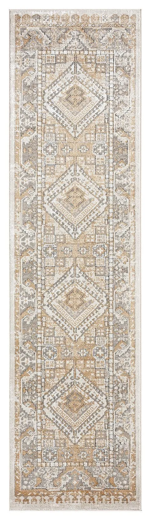 Tupelo Beige And Grey Tribal Medallion Runner Rug