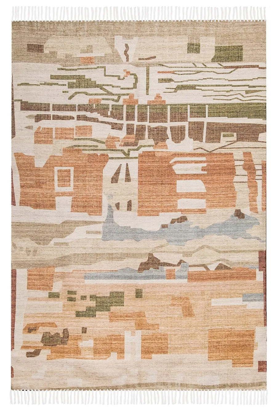 Allegra Orange and Cream Multi-Colour Abstract Tribal Indoor Outdoor Rug