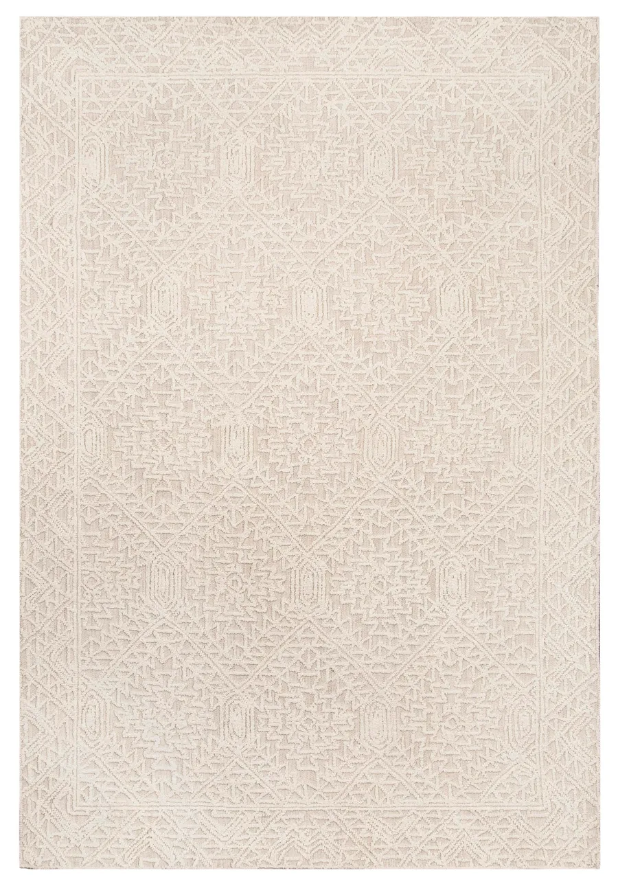 Takalo Beige and Ivory Textured Tribal Rug
