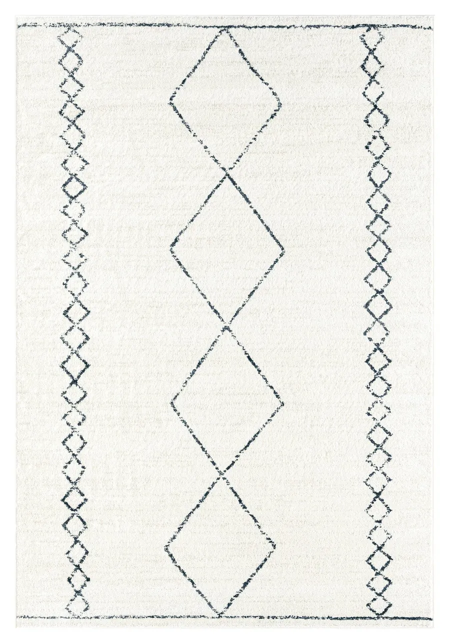 Tamira Grey and Ivory Diamond Tribal Rug