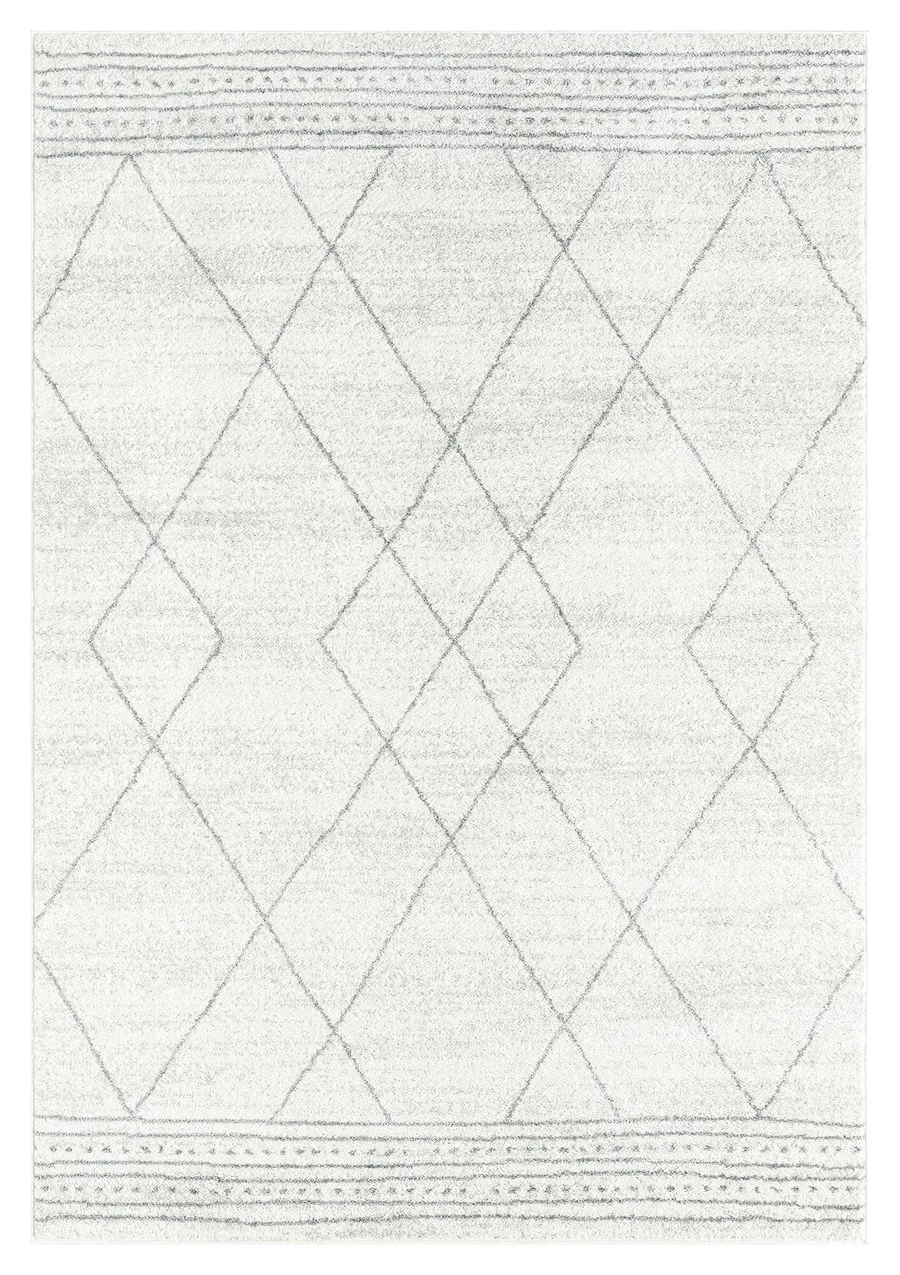 Naroa Grey and Ivory Diamond Tribal Rug
