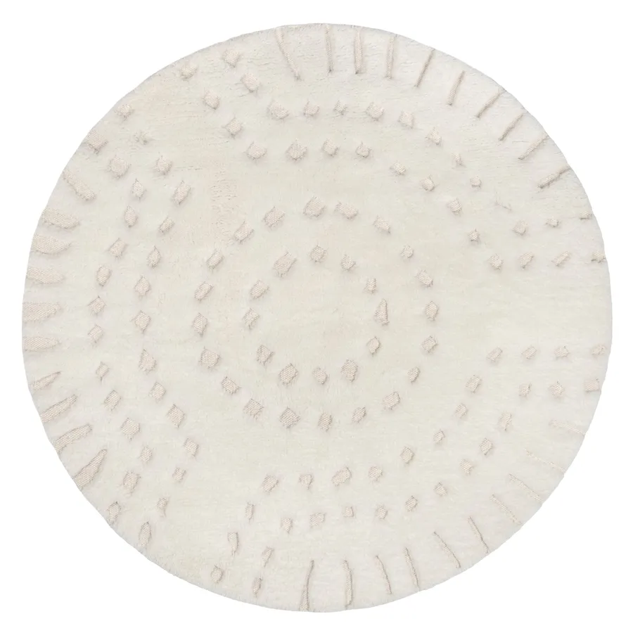 Omega Ivory Abstract Tribal Round Rug