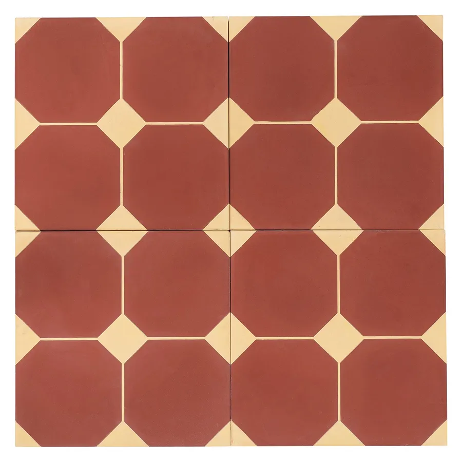 Sorrell 20x20x1.6cm Feature Encaustic Tile, Red &amp; Beige