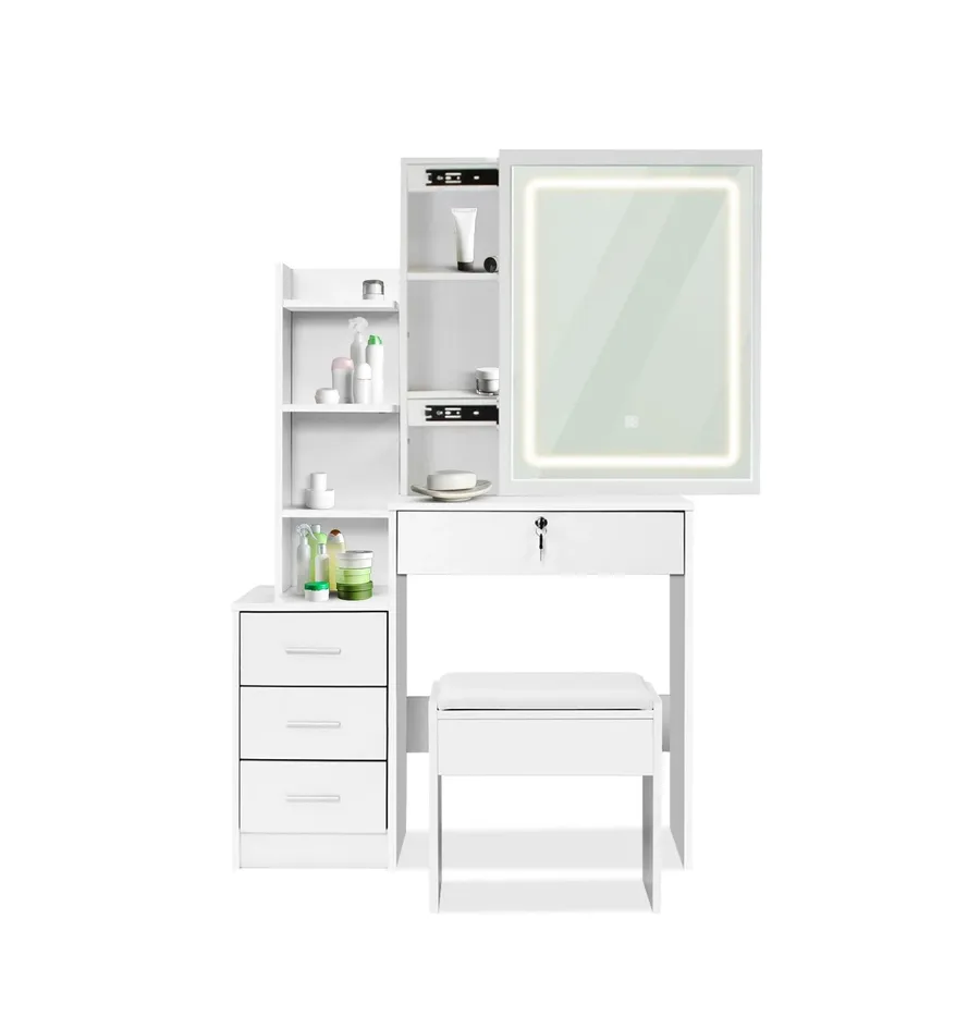 Dressing Table LED Mirror with Stool 131cm x 80cm