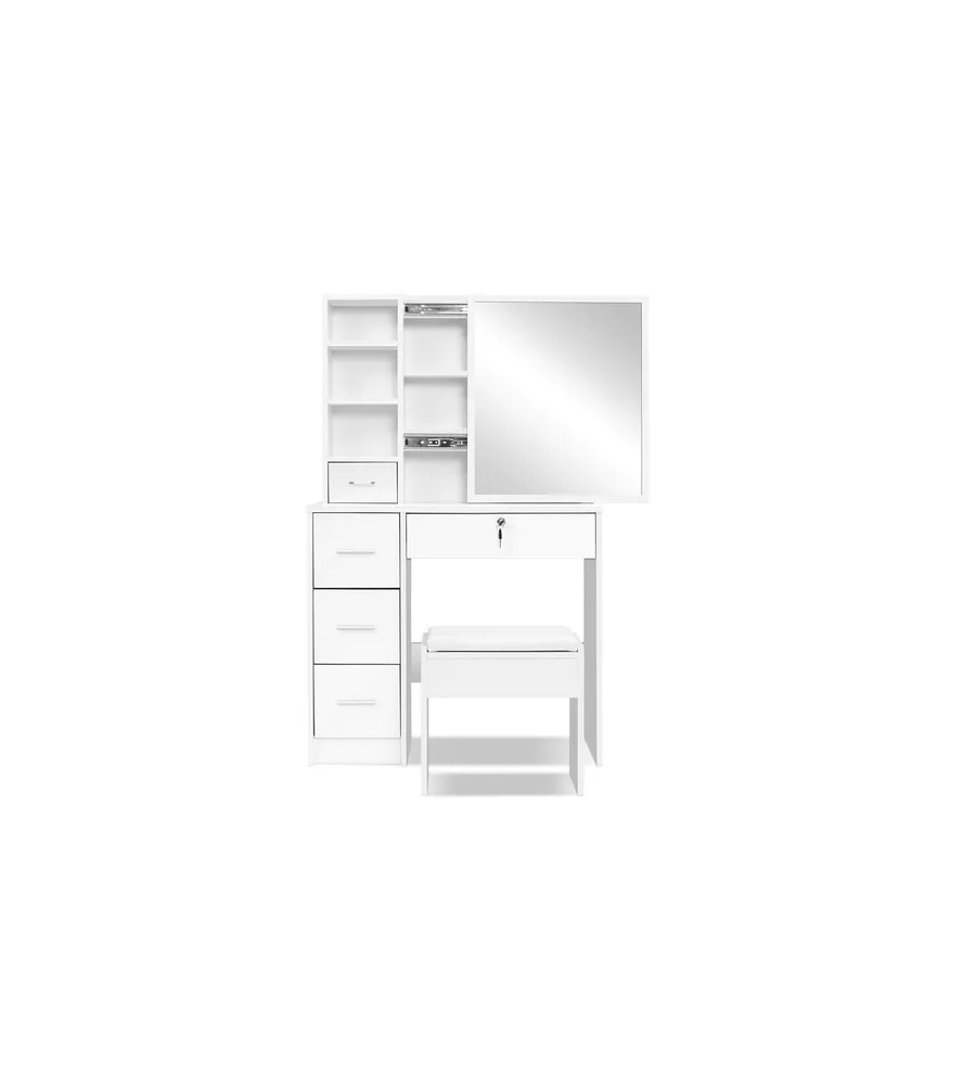 Jewellery Cabinet Makeup Storage Drawer with Mirror and Stool