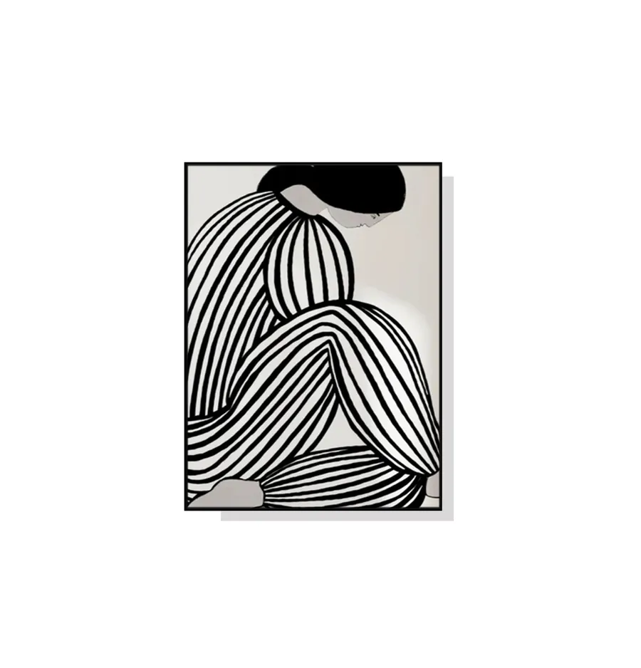 Black Stripes Modern Woman Wall Art Canvas 4 sizes available 70cm x 50cm