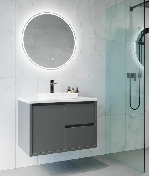 Sphere Matt White Framed Round LED Mirror with Demister 60cm / 80cm 600mm Demister