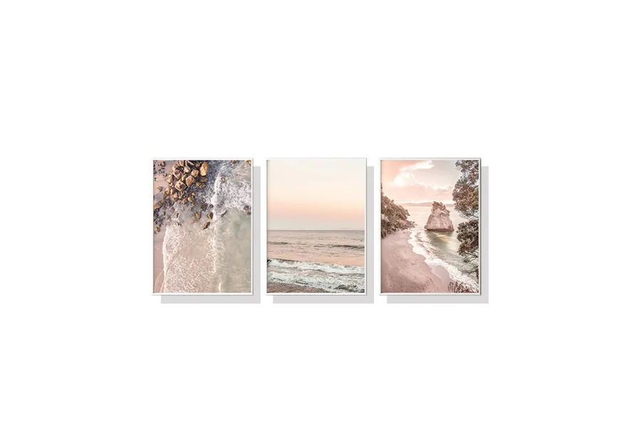 Set of 3 Coastal Beach Wall Art Canvas 3 sizes available 60cm x 40cm