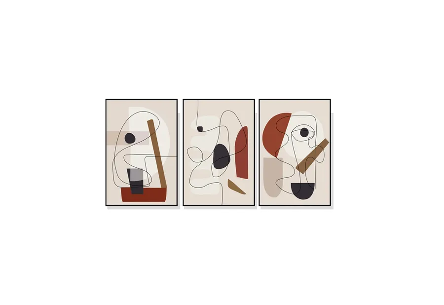 Set of 3 Abstract Line Art By Picasso Wall Art Canvas 3 sizes available 60cm x 40cm