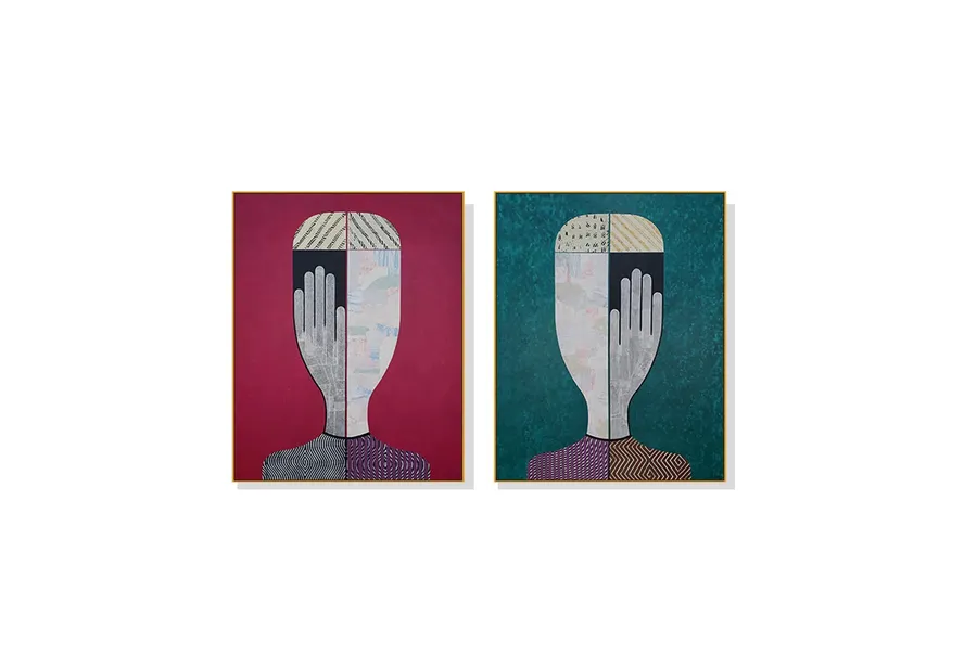 Set of 2 Abstract Man and Woman Wall Art Canvas 3 sizes available 70cm x 50cm