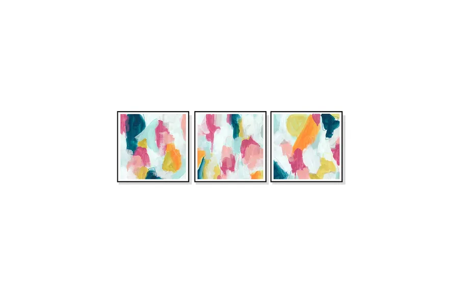 Set of 3 Colourful Abstract Wall Art Canvas 3 sizes available 50cm x 50cm