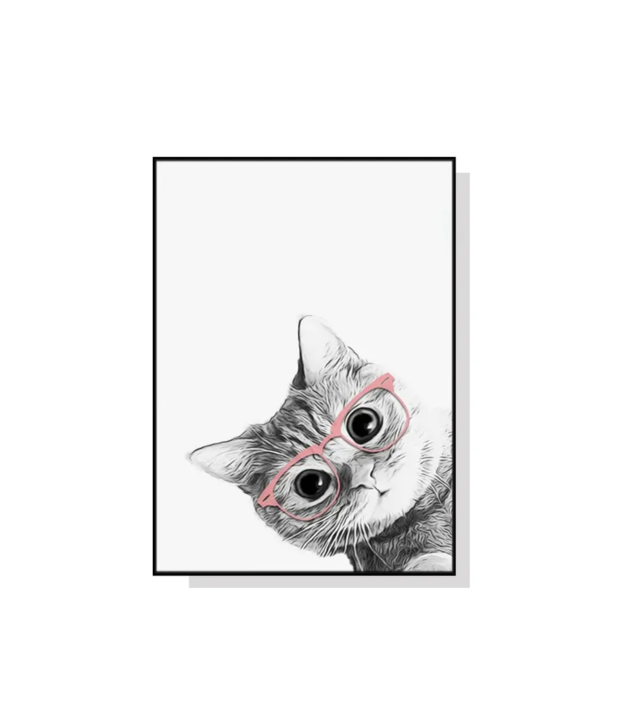 Cat with Pink Glasses Wall Art Canvas 4 sizes available 70cm x 50cm