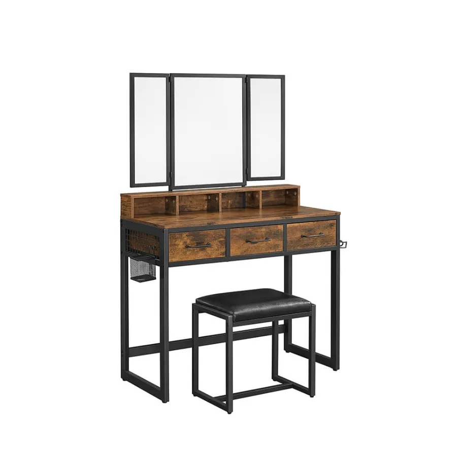 Dressing Table with Trifold Mirror