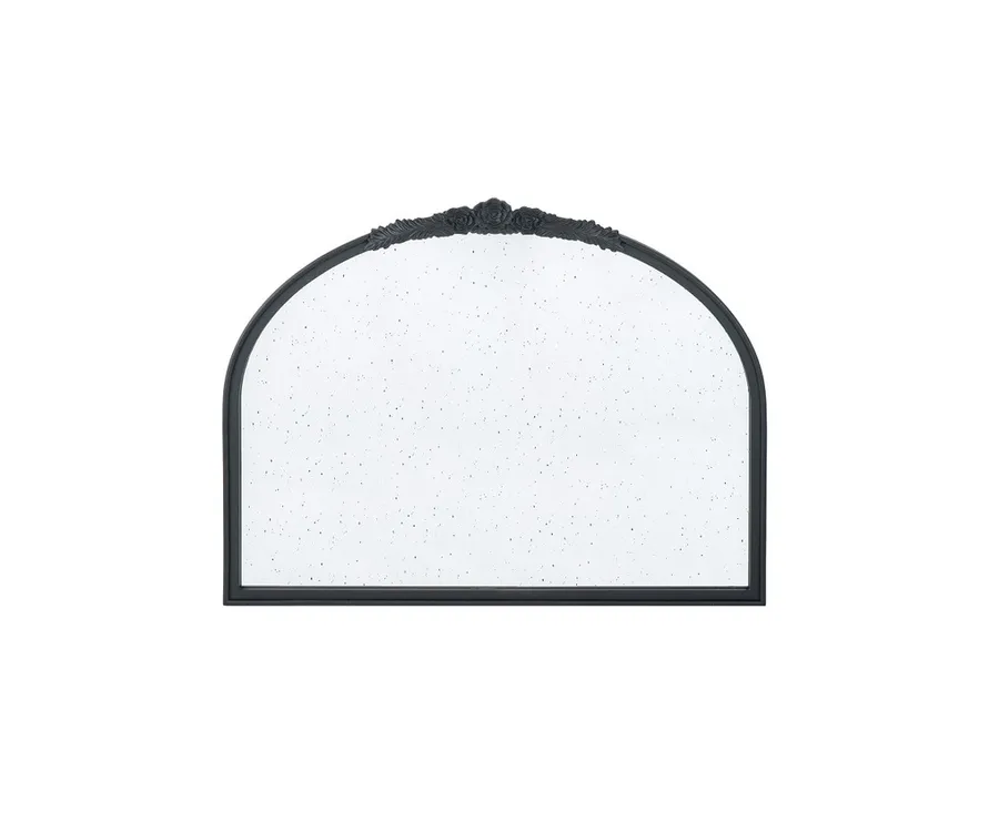 Hand-Carved Arched Wall Mirror Black 101cm x 76.5cm