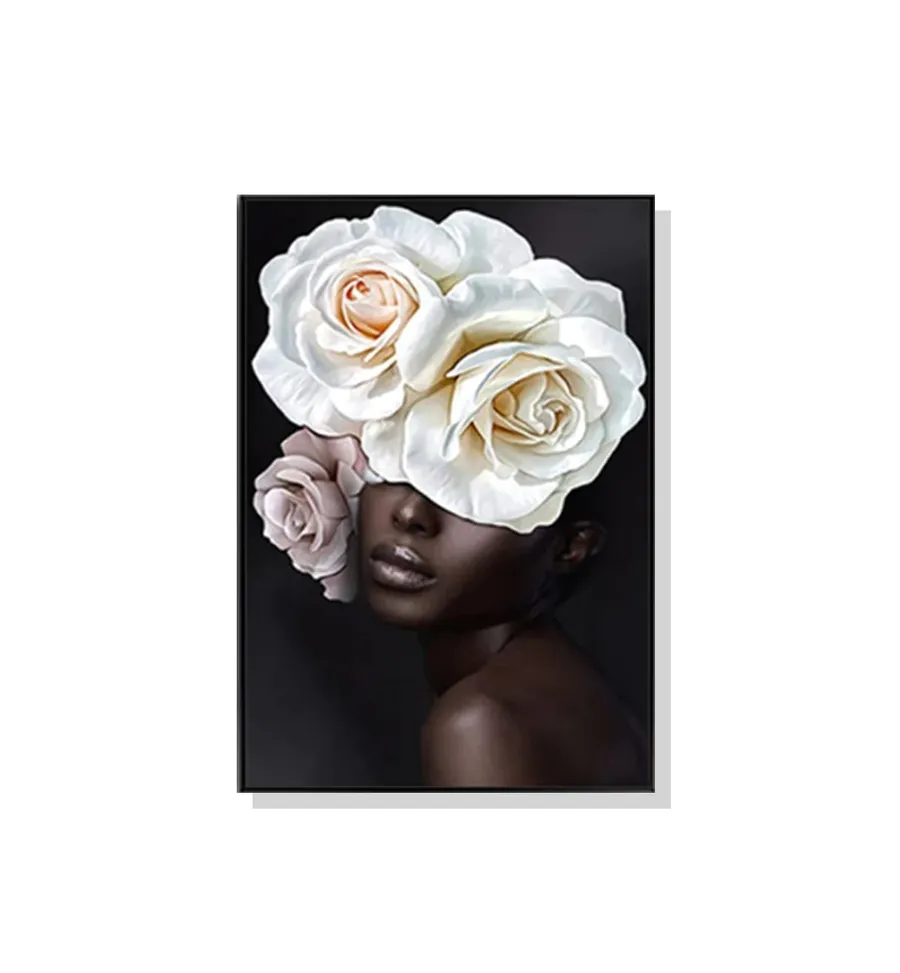 African Woman Flower Wall Art Canvas 4 sizes available 70cm x 50cm